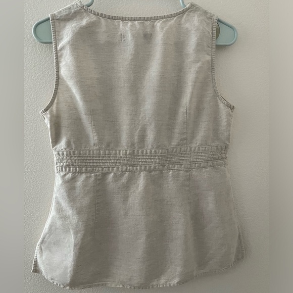 Geoffrey Beene Sport Linen Cotton V Neck Sleeveless Oatmeal Colored Top Medium - Picture 4 of 4